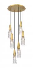  322-6P-BB-G322-3CL - Amherst Brook - 6 Light - 14 inch - Brushed Brass - Cord Hung - Multi Pendant