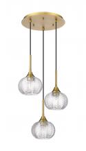  323-3P-BB-G323-7CL - Berkshire - 3 Light - 15 inch - Brushed Brass - Cord Hung - Multi Pendant