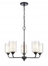  342-5CR-BK-CLW - Fairbank - 5 Light - 25 inch - Matte Black - Chain Hung - Chandelier