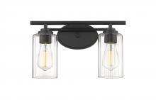  353-2W-BK-CL-LED - Ice - 2 Light - 15 inch - Matte Black - Bath Vanity Light