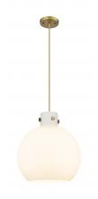  410-1PL-BB-G410-16WH - Newton Sphere - 1 Light - 16 inch - Brushed Brass - Cord hung - Pendant