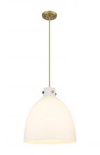  410-1PL-BB-G412-16WH - Newton Bell - 1 Light - 16 inch - Brushed Brass - Cord hung - Pendant