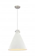  410-1PL-SN-M411-18W - Newton Cone - 1 Light - 18 inch - Satin Nickel - Cord hung - Pendant