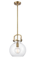  410-1S-BB-10CL - Newton Sphere - 1 Light - 10 inch - Brushed Brass - Stem Hung - Mini Pendant