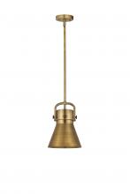  410-1SS-BB-M411-8BB - Newton Cone - 1 Light - 8 inch - Brushed Brass - Mini Pendant