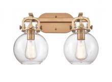  410-2W-BB-G410-7CL - Newton Sphere - 2 Light - 17 inch - Brushed Brass - Bath Vanity Light