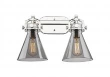  410-2W-PN-G411-7SM - Newton Cone - 2 Light - 17 inch - Polished Nickel - Bath Vanity Light