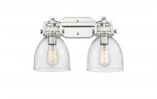  410-2W-PN-G412-7SDY - Newton Bell - 2 Light - 17 inch - Polished Nickel - Bath Vanity Light