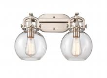  410-2W-SN-7CL-LED - Newton Sphere - 2 Light - 17 inch - Brushed Satin Nickel - Bath Vanity Light