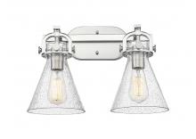  410-2W-SN-G411-7SDY - Newton Cone - 2 Light - 17 inch - Satin Nickel - Bath Vanity Light