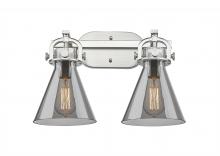  410-2W-SN-G411-7SM - Newton Cone - 2 Light - 17 inch - Satin Nickel - Bath Vanity Light