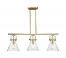  410-3I-BB-G411-10SDY - Newton Cone - 3 Light - 42 inch - Brushed Brass - Island Light