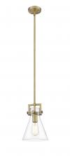  411-1S-BB-8CL - Newton Cone - 1 Light - 8 inch - Brushed Brass - Cord hung - Mini Pendant