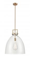  411-1SL-BB-G412-18CL - Newton Bell - 1 Light - 18 inch - Brushed Brass - Pendant