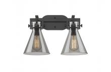  411-2W-BK-G411-7SM - Newton Cone - 2 Light - 17 inch - Matte Black - Bath Vanity Light