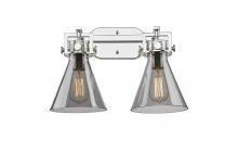  411-2W-PN-G411-7SM - Newton Cone - 2 Light - 17 inch - Polished Nickel - Bath Vanity Light