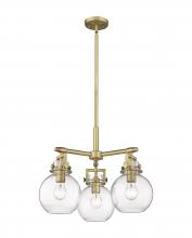  411-3CR-BB-G410-7CL - Newton Sphere - 3 Light - 21 inch - Brushed Brass - Pendant