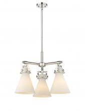  411-3CR-PN-G411-7WH - Newton Cone - 3 Light - 21 inch - Polished Nickel - Pendant