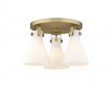  411-3F-BB-G411-7WH - Newton Cone - 3 Light - 18 inch - Brushed Brass - Flush Mount