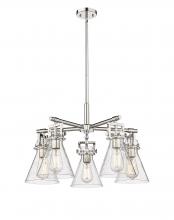  411-5CR-PN-G411-7SDY - Newton Cone - 5 Light - 26 inch - Polished Nickel - Chandelier