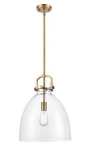  412-1S-BB-14CL - Newton Bell - 1 Light - 14 inch - Brushed Brass - Cord hung - Pendant