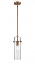 423-1S-BB-G423-12SDY - Pilaster II Cylinder - 1 Light - 5 inch - Brushed Brass - Pendant