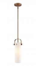  423-1S-BB-G423-12WH - Pilaster II Cylinder - 1 Light - 5 inch - Brushed Brass - Pendant