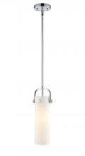 423-1S-PC-G423-12WH - Pilaster II Cylinder - 1 Light - 5 inch - Polished Chrome - Pendant