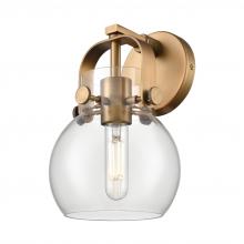  423-1W-BB-G410-6CL - Pilaster II Sphere - 1 Light - 7 inch - Brushed Brass - Sconce