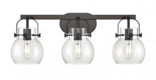  423-3W-BK-G410-6CL - Pilaster II Sphere - 3 Light - 27 inch - Matte Black - Bath Vanity Light