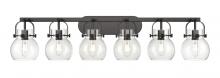  423-6W-BK-G410-6CL - Pilaster II Sphere - 6 Light - 46 inch - Matte Black - Bath Vanity Light