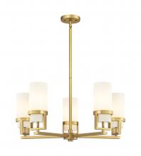  426-5CR-BB-G426-8WH - Utopia - 5 Light - 24 inch - Brushed Brass - Chandelier