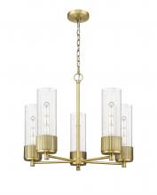  428-5CR-BB-G428-12SDY - Bolivar - 5 Light - 25 inch - Brushed Brass - Chain Hung - Chandelier