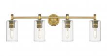  434-4W-BB-G434-7CL - Crown Point - 4 Light - 34 inch - Brushed Brass - Bath Vanity Light