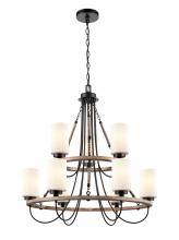  442-9CR-BK-W - Paladin - 9 Light - 32 inch - Matte Black - Chain Hung - Chandelier