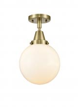  447-1C-AB-G201-8-LED - Beacon - 1 Light - 8 inch - Antique Brass - Flush Mount