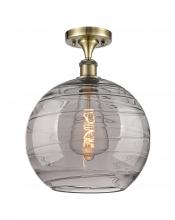  516-1C-AB-G1213-12SM - Athens Deco Swirl - 1 Light - 12 inch - Antique Brass - Semi-Flush Mount