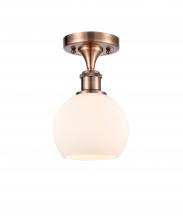  516-1C-AC-G121-6-LED - Athens - 1 Light - 6 inch - Antique Copper - Semi-Flush Mount