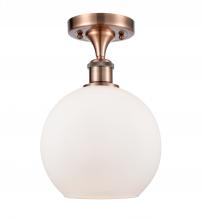  516-1C-AC-G121-LED - Athens - 1 Light - 8 inch - Antique Copper - Semi-Flush Mount