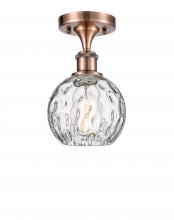  516-1C-AC-G1215-6-LED - Athens Water Glass - 1 Light - 6 inch - Antique Copper - Semi-Flush Mount