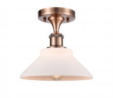  516-1C-AC-G131-LED - Orwell - 1 Light - 8 inch - Antique Copper - Semi-Flush Mount