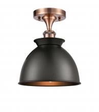  516-1C-AC-M14-BK-LED - Adirondack - 1 Light - 8 inch - Antique Copper - Semi-Flush Mount