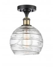  516-1C-BAB-G1213-8-LED - Athens Deco Swirl - 1 Light - 8 inch - Black Antique Brass - Semi-Flush Mount