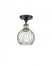  516-1C-BAB-G1215-6-LED - Athens Water Glass - 1 Light - 6 inch - Black Antique Brass - Semi-Flush Mount