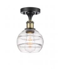  516-1C-BAB-G556-6CL - Rochester - 1 Light - 6 inch - Black Antique Brass - Semi-Flush Mount