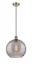  516-1P-AB-G1213-12SM - Athens Deco Swirl - 1 Light - 12 inch - Antique Brass - Cord hung - Mini Pendant