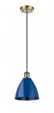  516-1P-AB-MBD-75-BL-LED - Plymouth - 1 Light - 8 inch - Antique Brass - Cord hung - Mini Pendant