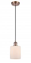  516-1P-AC-G111 - Cobbleskill - 1 Light - 5 inch - Antique Copper - Cord hung - Mini Pendant