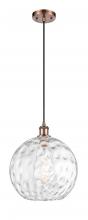  516-1P-AC-G1215-12 - Athens Water Glass - 1 Light - 12 inch - Antique Copper - Cord hung - Mini Pendant