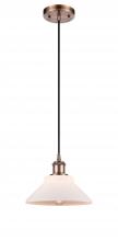  516-1P-AC-G131-LED - Orwell - 1 Light - 8 inch - Antique Copper - Cord hung - Mini Pendant